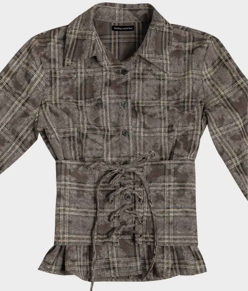 DARLING YOU ARE BAD CHECK CORSET チェック コルセット シャツ ブラウン