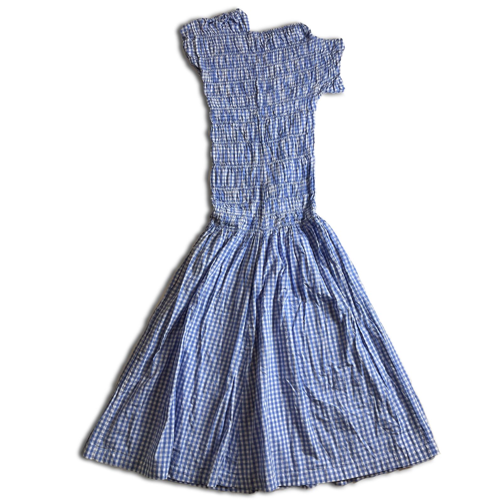 1997 ss COMME des GARCONS body meets dress Vintage シャーリング ワンピース S 水色 ギンガムチェック 90