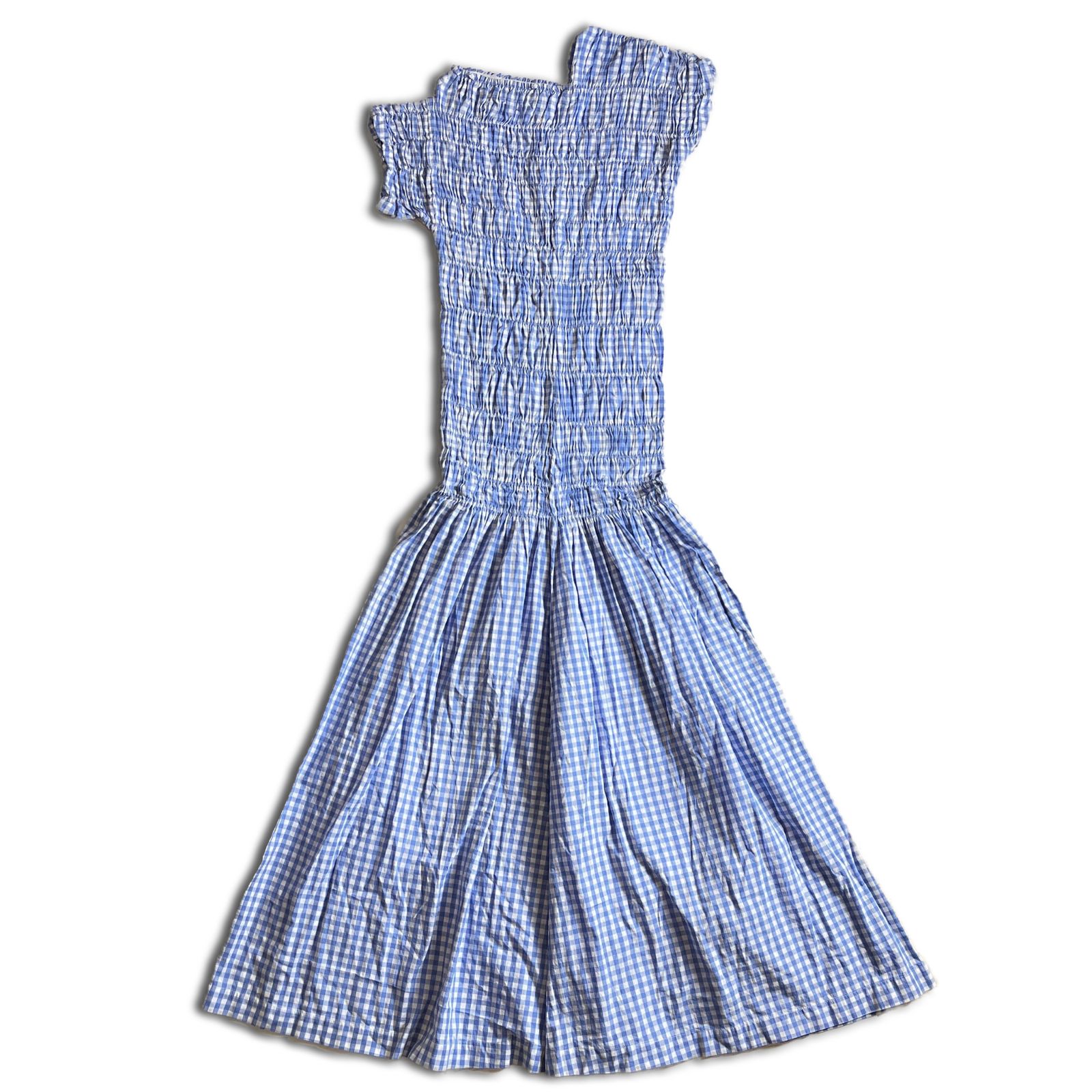 1997 ss COMME des GARCONS body meets dress Vintage シャーリング ワンピース S 水色 ギンガムチェック 90