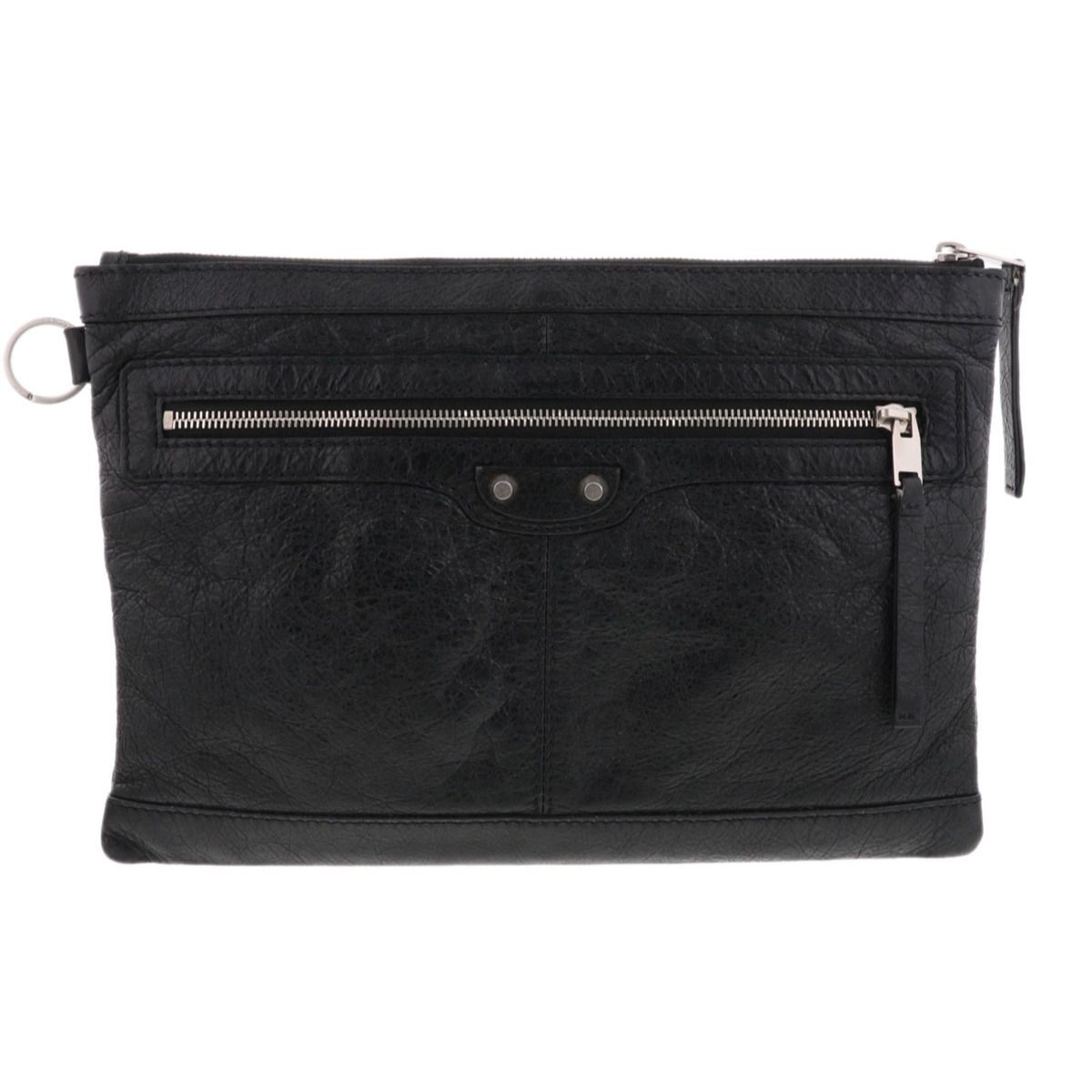 バレンシアガ クラシック クリップ M クラッチバッグ 273022 メンズ レザー ブラック