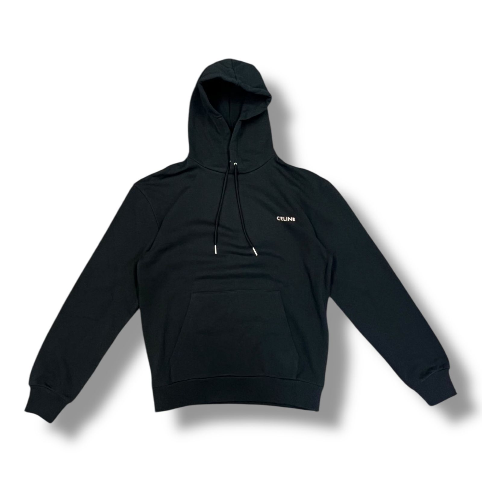 正規 ♥品 CELINE Loose Hoodie ルーズコットンロゴフーディ スウェットパーカー セリーヌ CAD 8 ブラック XS 826 A 2 冬コーデ パーカー 