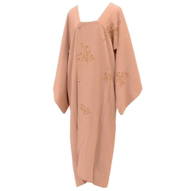 道行コート リサイクル着物 正絹 絹 金彩 ふくれ織 身丈127 cm 裄丈68 ピンク 葡萄唐草 ロング丈 SILK シルク リユース uu 2332 b