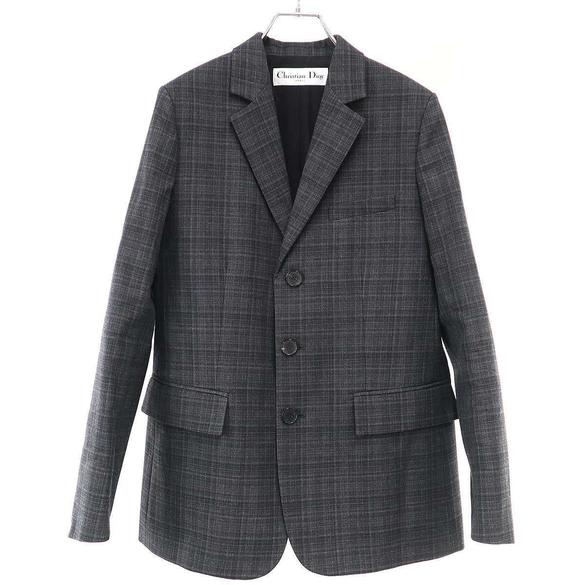 Christian Dior クリスチャンディオール ウールチェック3Bジャケット