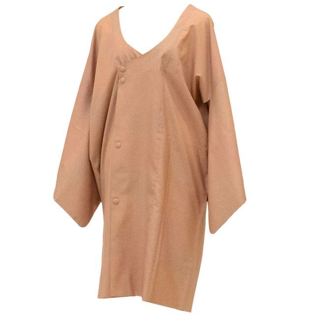 道中着 リサイクル着物 正絹 絹 大島紬 たたき染め 身丈 98 5 cm 裄丈 66 茶 幾何学 ロング丈 SILK シルク リユース uu 2326 b