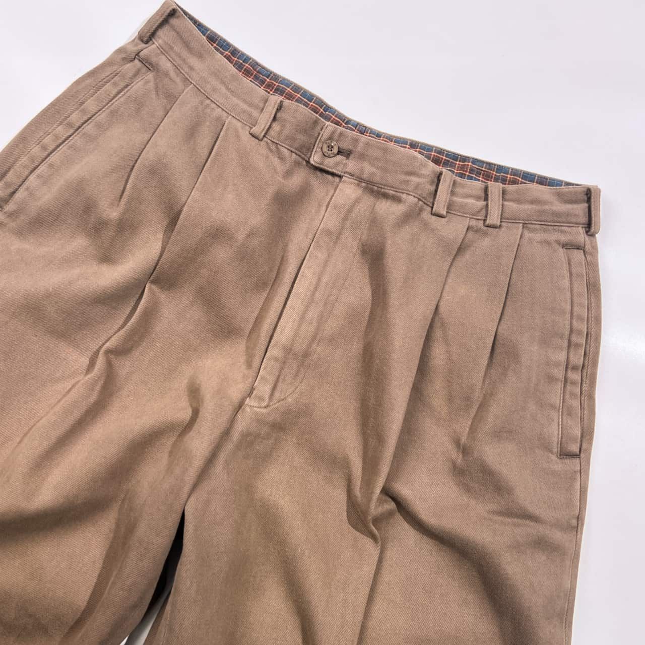 PAPAS パパス ツータック 裾ダブル コットン スラックス パンツ L