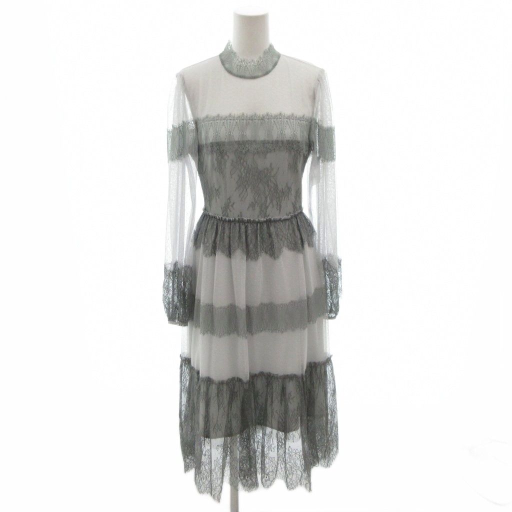 ビーシービージーマックスアズリア タグ付き ワンピース ドレス 総レース 長袖 ロング XXS グレー FF GY 19