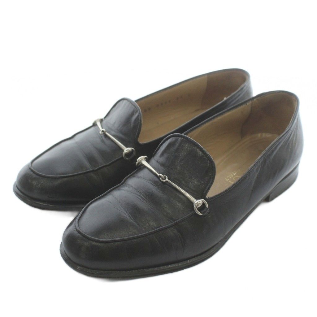 グッチ GUCCI ローファー モカシン レザー ホースビット 35 22 cm 黒 ブラック 100 0395 XZ GY 11