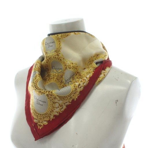 クリスチャンディオール Christian Dior スカーフ 大判 絹 シルク 水玉
