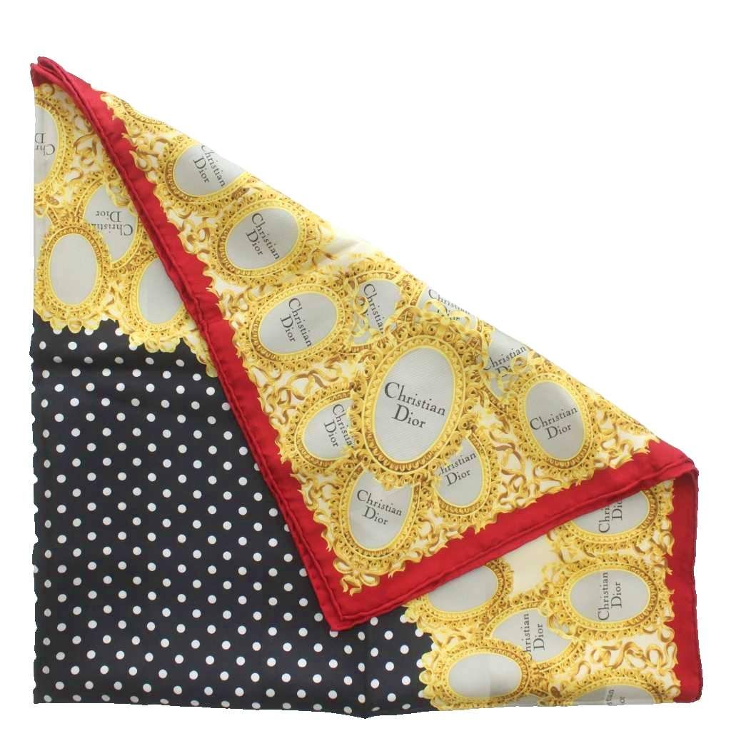 クリスチャンディオール Christian Dior スカーフ 大判 絹 シルク 水玉