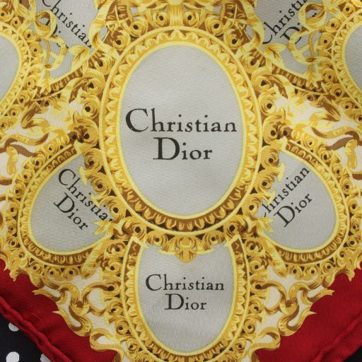 クリスチャンディオール Christian Dior スカーフ 大判 絹 シルク 水玉