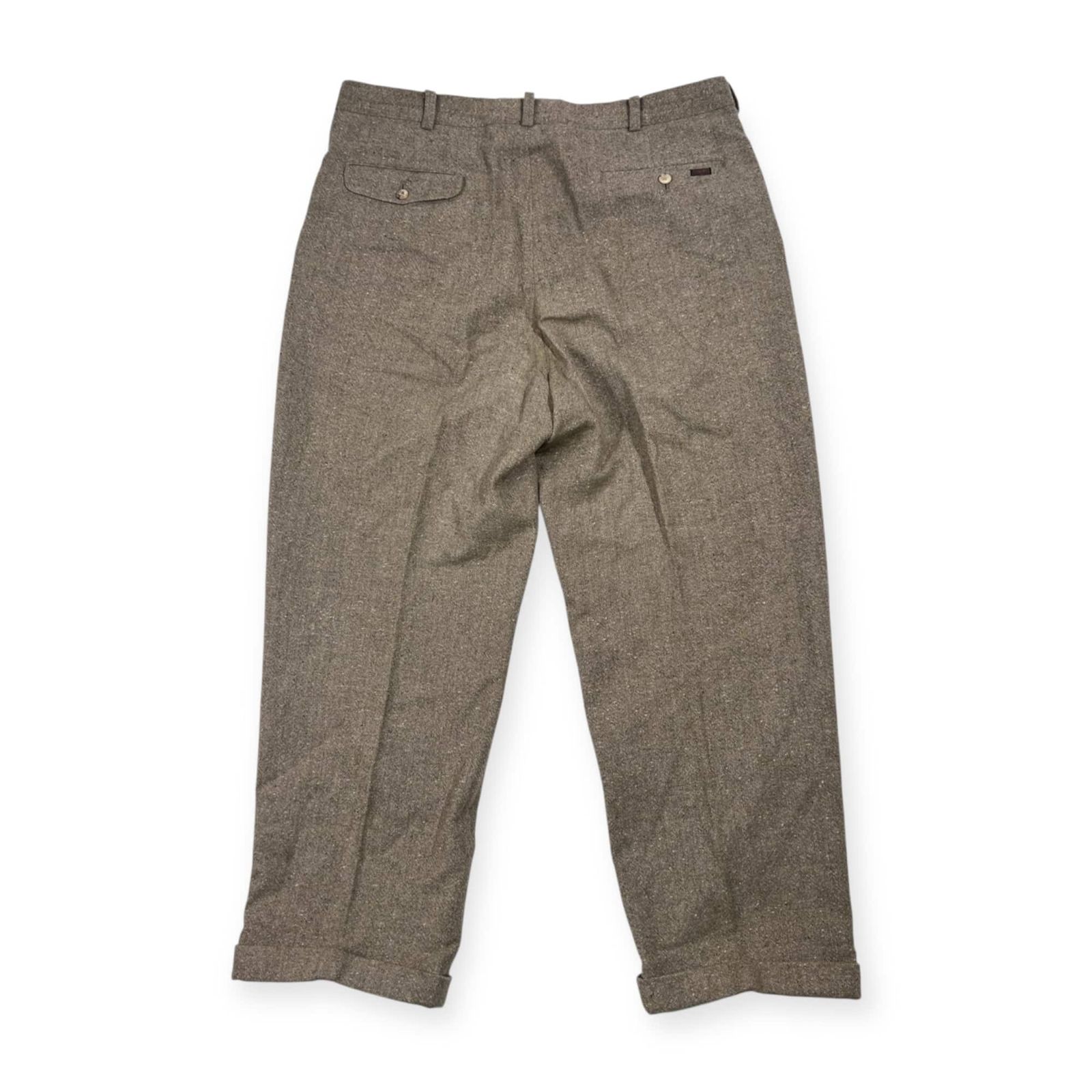 PAPAS ISLAND パパス ツータック ネップ 裾ダブル ウール スラックス