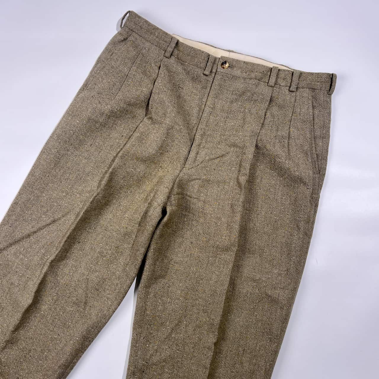 PAPAS ISLAND パパス ツータック ネップ 裾ダブル ウール スラックス