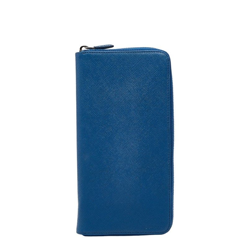 プラダ ラウンドファスナー 長財布 ブルー サフィアーノレザー レディース PRADA 1-0248528