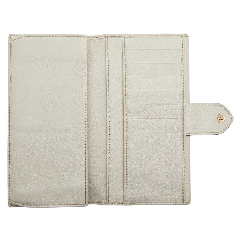 グッチ GGキャンバス Wホック 長財布 203550 ホワイト ベージュ キャンバス レザー レディース GUCCI 【中古】 グッチ GGキャンバス ハート 203550 ベージュ ホワイト キャンバス