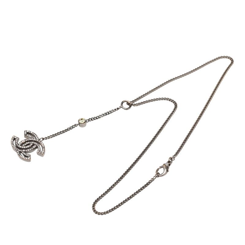 シャネル ココマーク シルバー メタル ラインストーン レディース