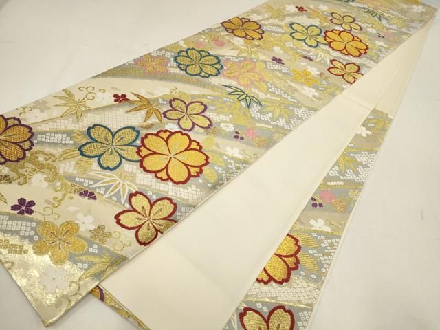 平和屋着物●六通柄　京本袋帯　花鳥丸文　金銀糸　正絹　逸品　DABE1174op 平和屋着物◎六通柄袋帯 唐織 花鳥丸文 黒地 金銀糸 正絹 逸品