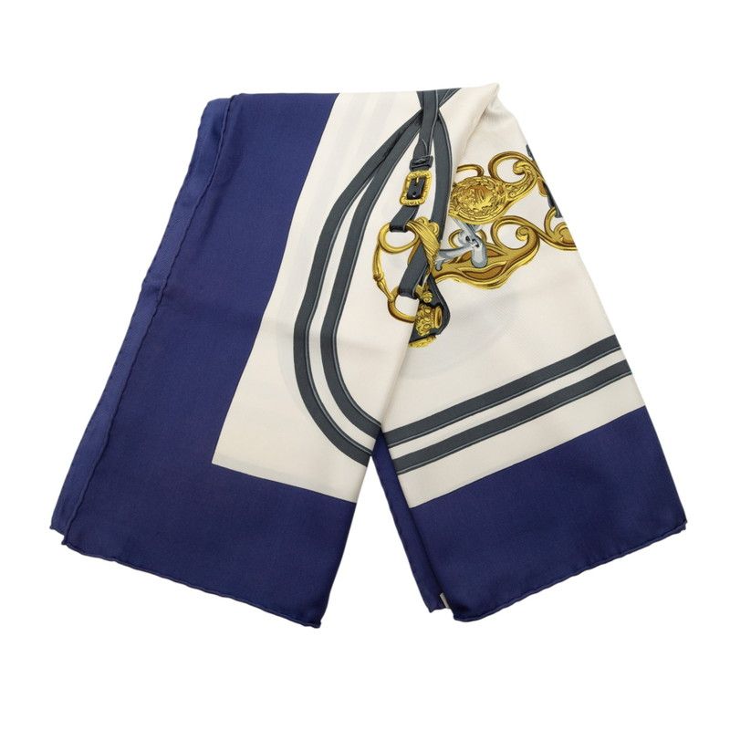 エルメス カレ90 BRIDES de GARA 式典用馬靭 ブルー マルチカラー シルク レディース HERMES 1 0249413