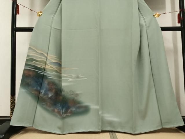 平和屋着物□訪問着 遠山霞樹林文 暈し染め 金彩 正絹 逸品 AABF0135ph