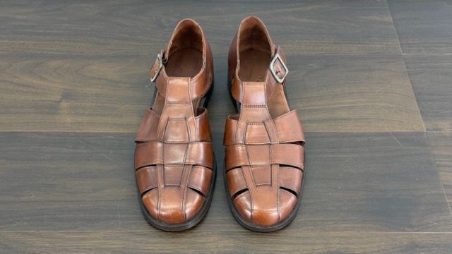 コールハーン レザーグルカサンダル 8 1|2 約26.0 cm 革靴 編み込み | 301910