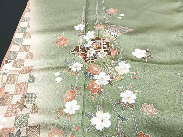 平和屋着物□訪問着 扇面枝垂れ花文 暈し染め 金彩 やまと誂製 正絹