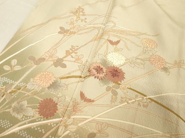 平和屋着物□訪問着 刺繍 草花文 暈し染め 金彩 鈴乃屋扱い 正絹 逸品