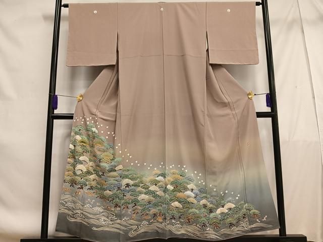 平和屋着物□豪華色留袖 作家物 駒刺繍 千鳥松文 暈し染め 金糸 金彩