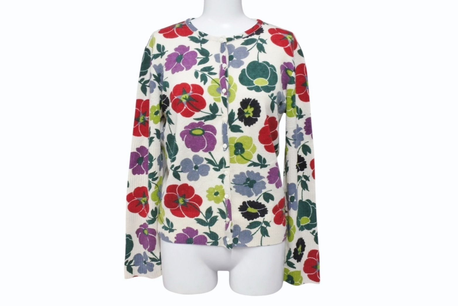 Christian Dior クリスチャンディオール ニットカーディガン サイズ38 ウール カシミヤ 花柄 総柄 4 b 005200