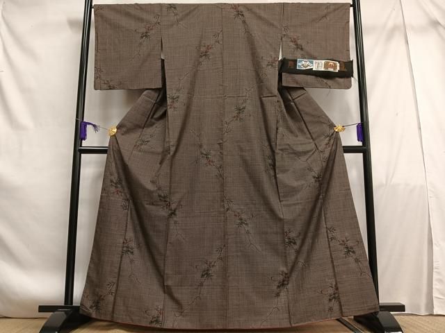 平和屋着物□本場大島紬 古代染色純泥染 手織 7マルキ 枝花文 川畑忠之