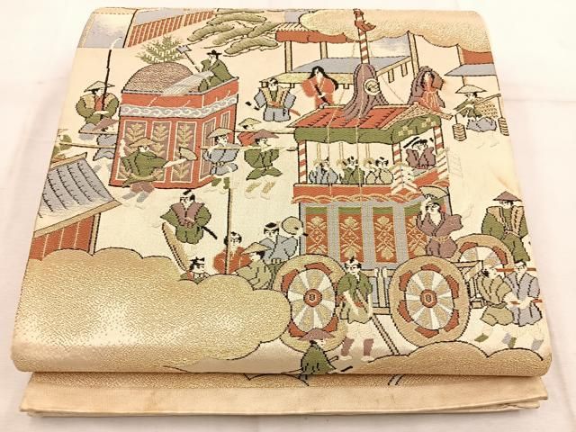 平和屋着物◎六通柄袋帯 唐織 祇園祭 金糸 正絹 逸品 BAAW1907mz