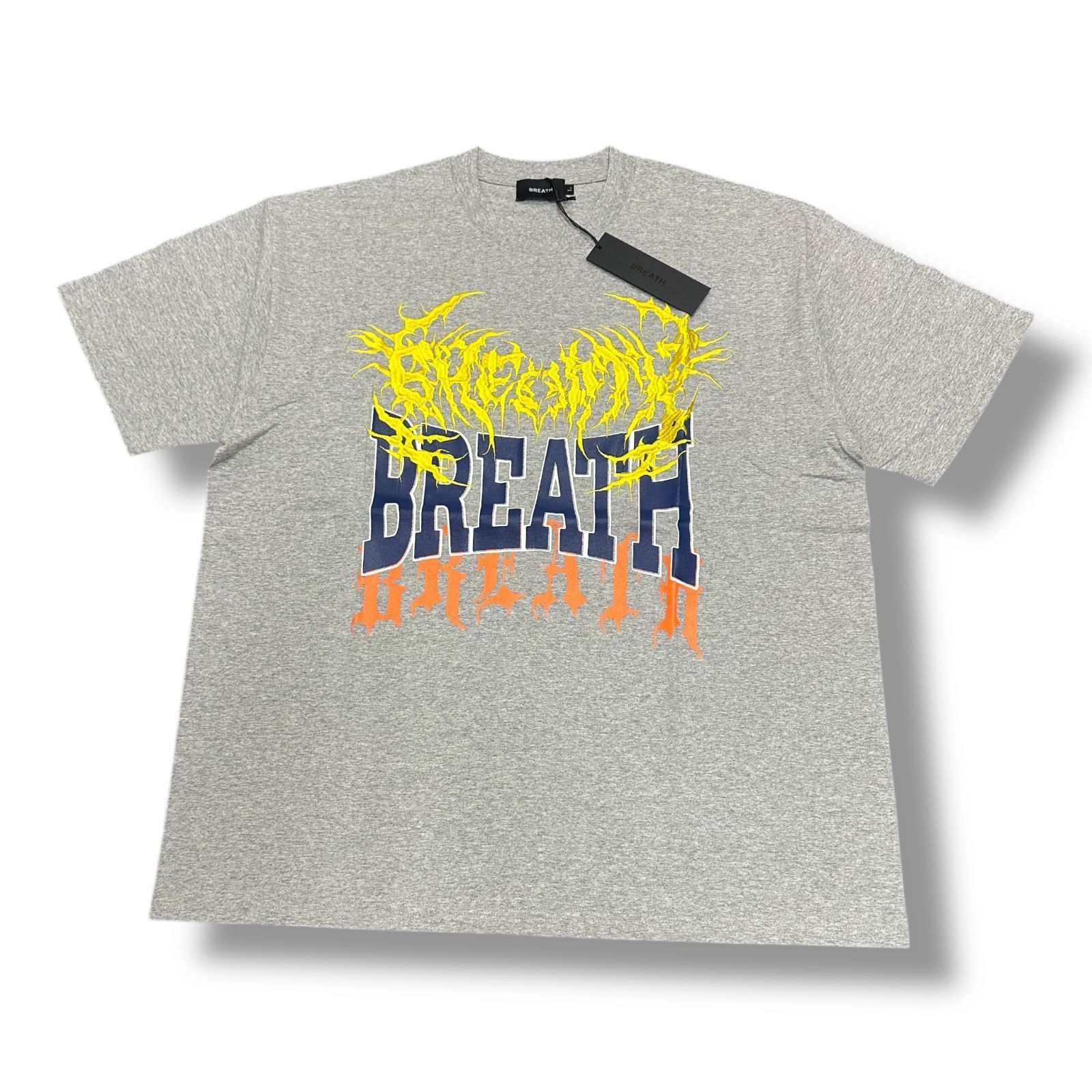 参考上代18700円 ♥ BLESS 23 SS OVERLAP LOGO TEE オーバーラップロゴTシャツ カットソー ブレス BR SS-T 7006 グレー L 83896 A 5