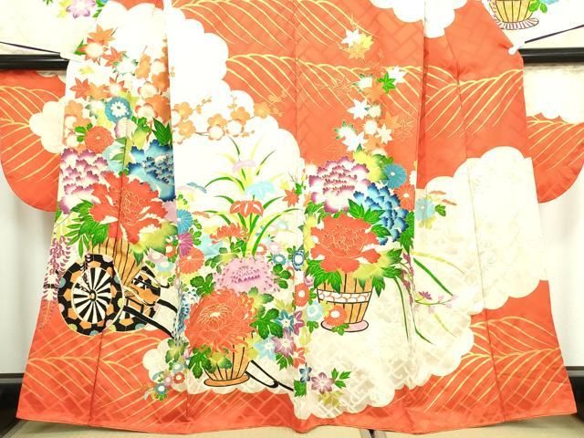 平和屋着物□豪華振袖 駒刺繍 花車文 金彩 正絹 逸品 DABA9643sf