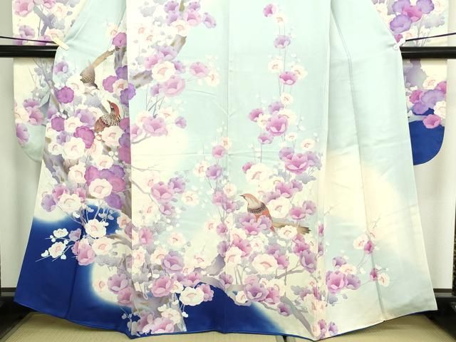 平和屋着物□豪華振袖 尾長鳥花文 暈し染め 正絹 逸品 DABA9648sf