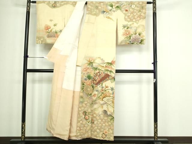 平和屋着物□訪問着 草花文 暈し染め 金銀彩 正絹 逸品 DABA9656sf