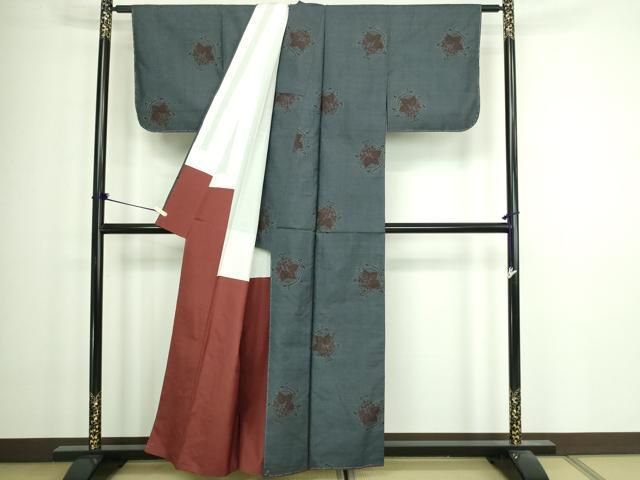 平和屋着物□本場大島紬 7マルキ 花唐草文 正絹 逸品 DABA9657sf