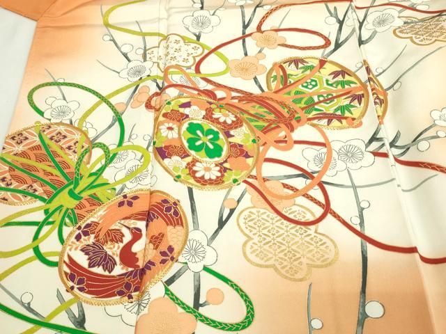 平和屋着物□訪問着 駒刺繍 鼓枝梅文 暈し染め 金彩 正絹 逸品