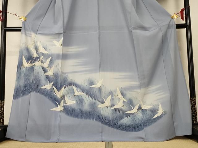  平和屋着物＊夏物 色留袖 絽 風景舞鶴文 洗える着物 jd 黒留袖 着物