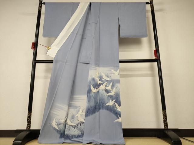 平和屋着物＊夏物 色留袖 絽 風景舞鶴文 洗える着物 jd