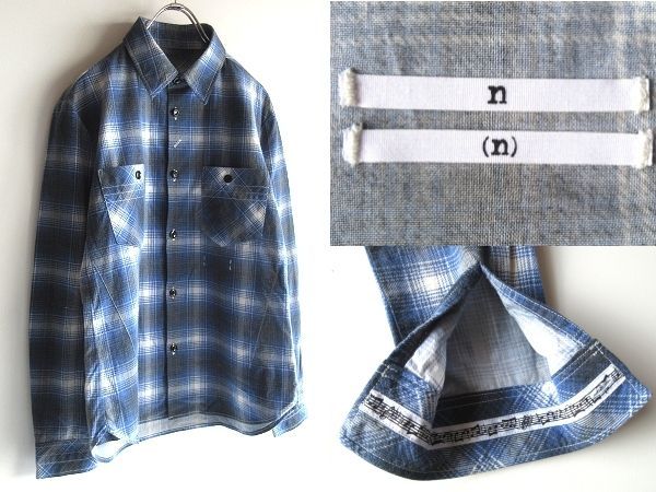 Number N ine ナンバーナイン 2009 SS 音符テープ オンブレチェック ネルシャツ 2 宮下貴裕デザイナー期 オリジナル 亀梨和也さん着用アイテム