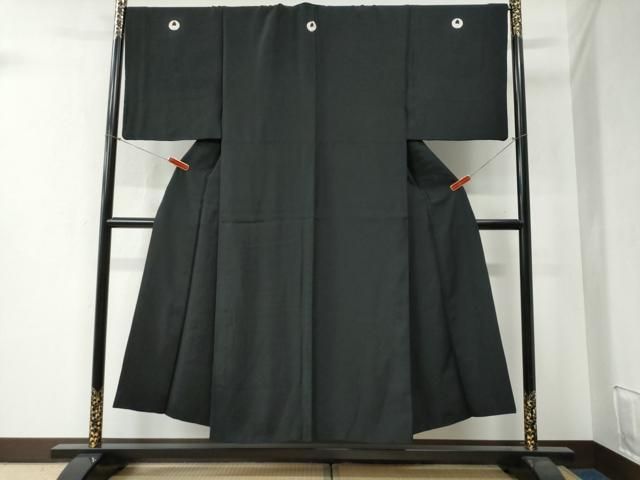 平和屋着物●男性 黒紋付 正絹 yc