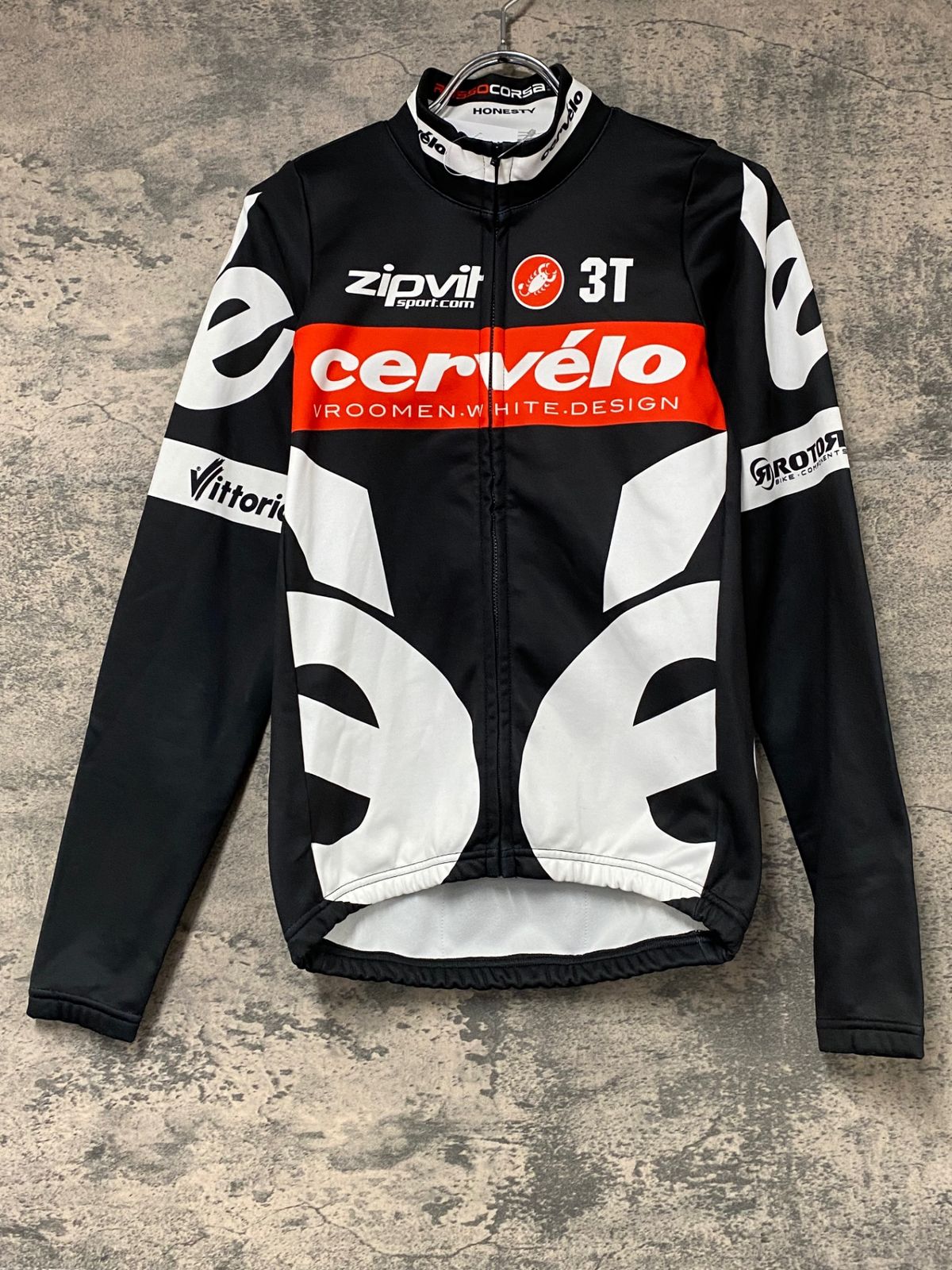 JF438 カステリ CASTELLI ROSSOCORSA 裏起毛 サイクルジャケット 黒 S