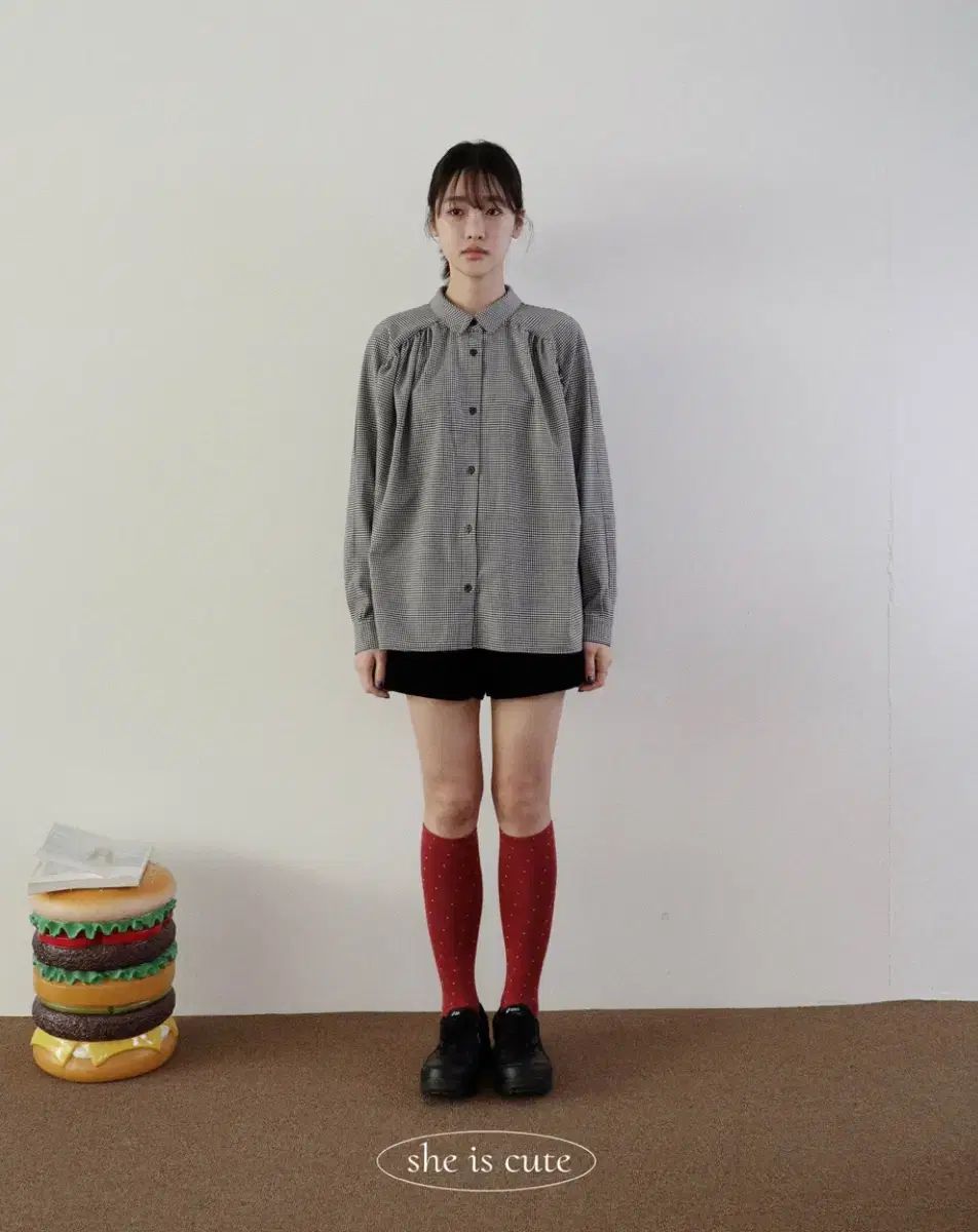 Sheiscute 제인シャツ CHECK ブラック