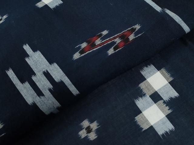 平和屋着物▽本場琉球絣 綿琉球 単衣 琉球絣文様 綿 逸品 CABB4697yc