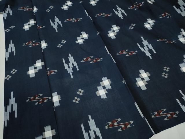 平和屋着物▽本場琉球絣 綿琉球 単衣 琉球絣文様 綿 逸品 CABB4697yc