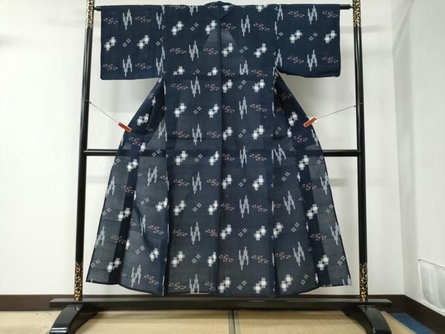 平和屋着物▽本場琉球絣 綿琉球 単衣 琉球絣文様 綿 逸品 CABB4697yc