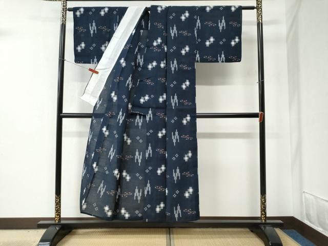 平和屋着物▽本場琉球絣 綿琉球 単衣 琉球絣文様 綿 逸品 CABB4697yc