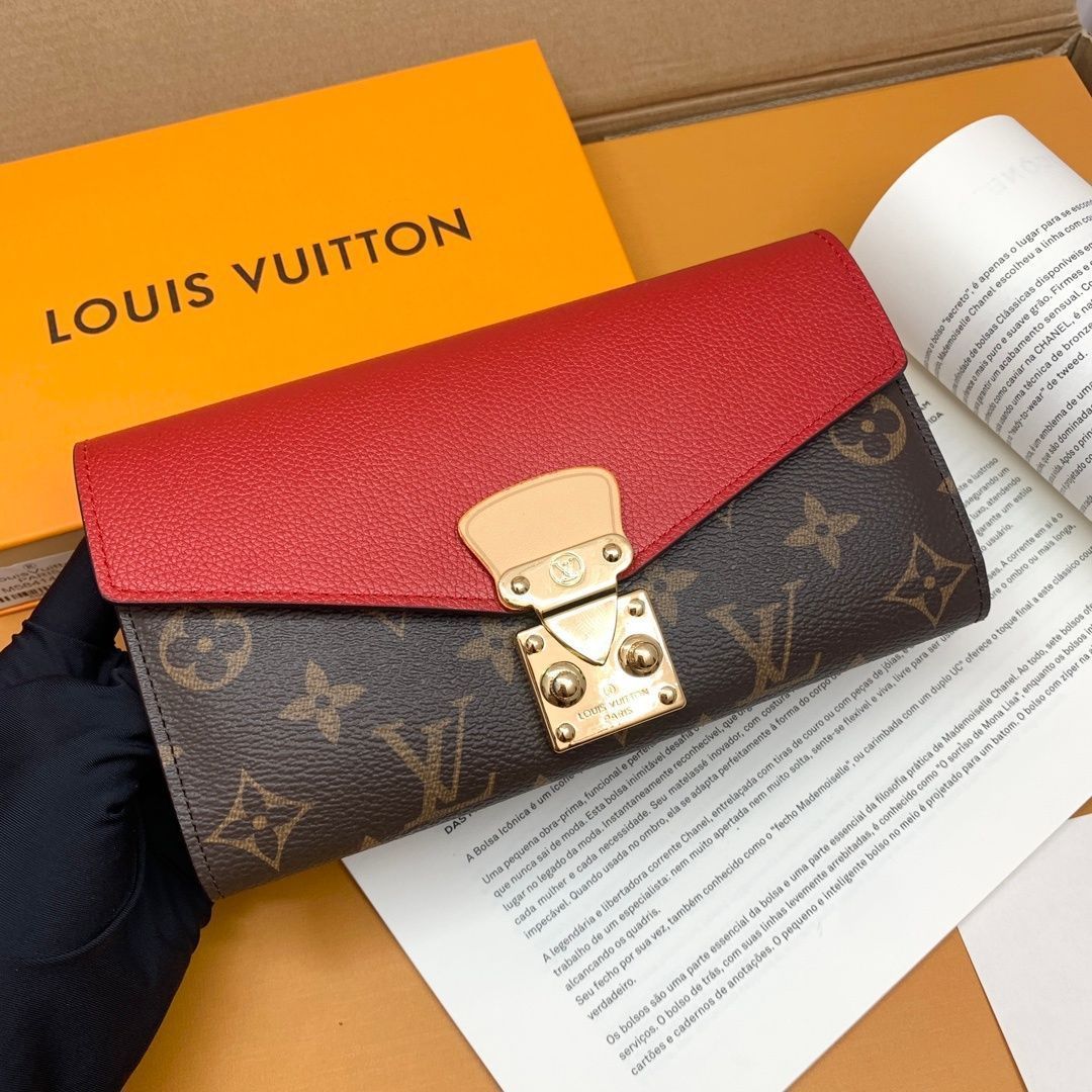LOUIS VUITTON 三つ折り財布 レッド　新品未使用　箱あり　レア 正規紙袋無料】ルイヴィトン 三つ折り財布 折り財布 ヴィトン ミニ財布