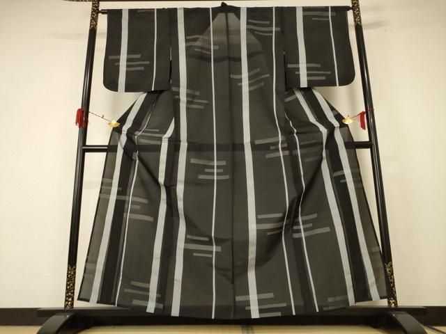 平和屋着物＊夏物 紗紬 縞 正絹 jd