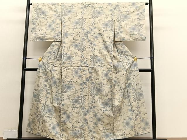 平和屋着物□本場大島紬 白大島 7マルキ 流水花文 正絹 逸品