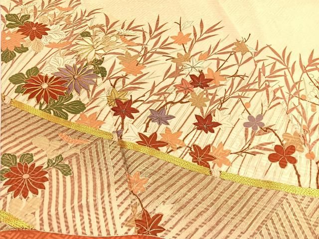 平和屋着物□豪華色留袖 駒刺繍 草花文 金彩 正絹 逸品 BAAW4078hv