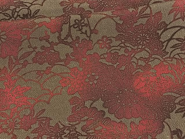 平和屋着物□上質な小紋 型染め 草花文 鬼しぼ縮緬 正絹 逸品